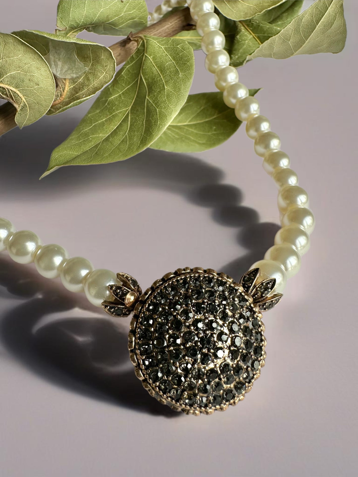 Grape Pearl Crystal Necklace