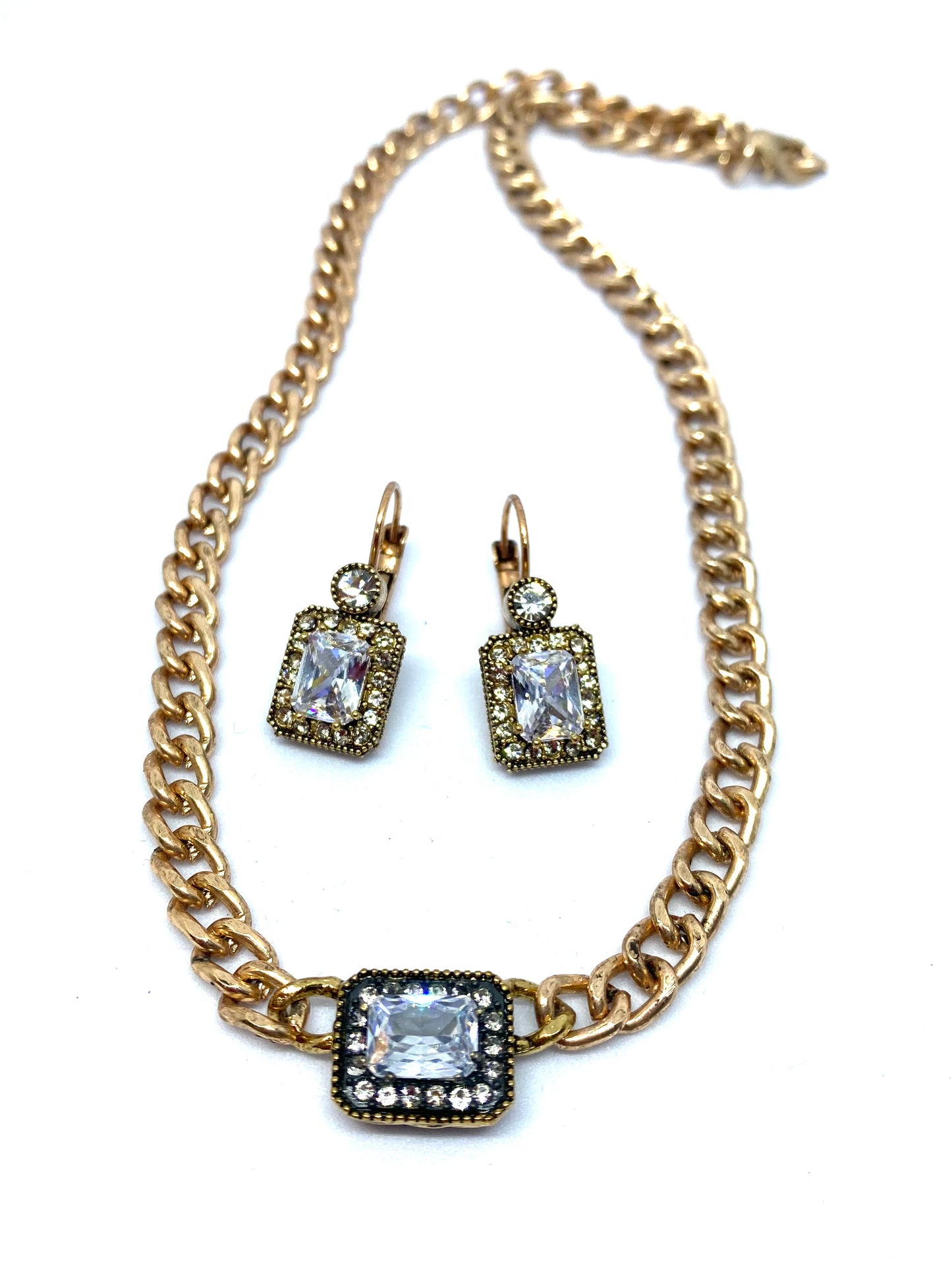 Baguette earrings and neclace set
