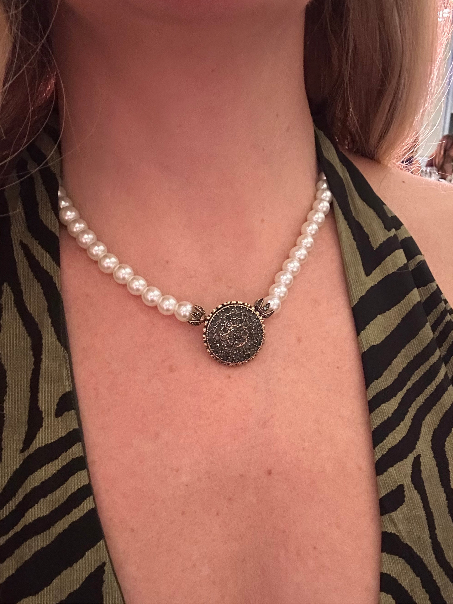 Grape Pearl Crystal Necklace