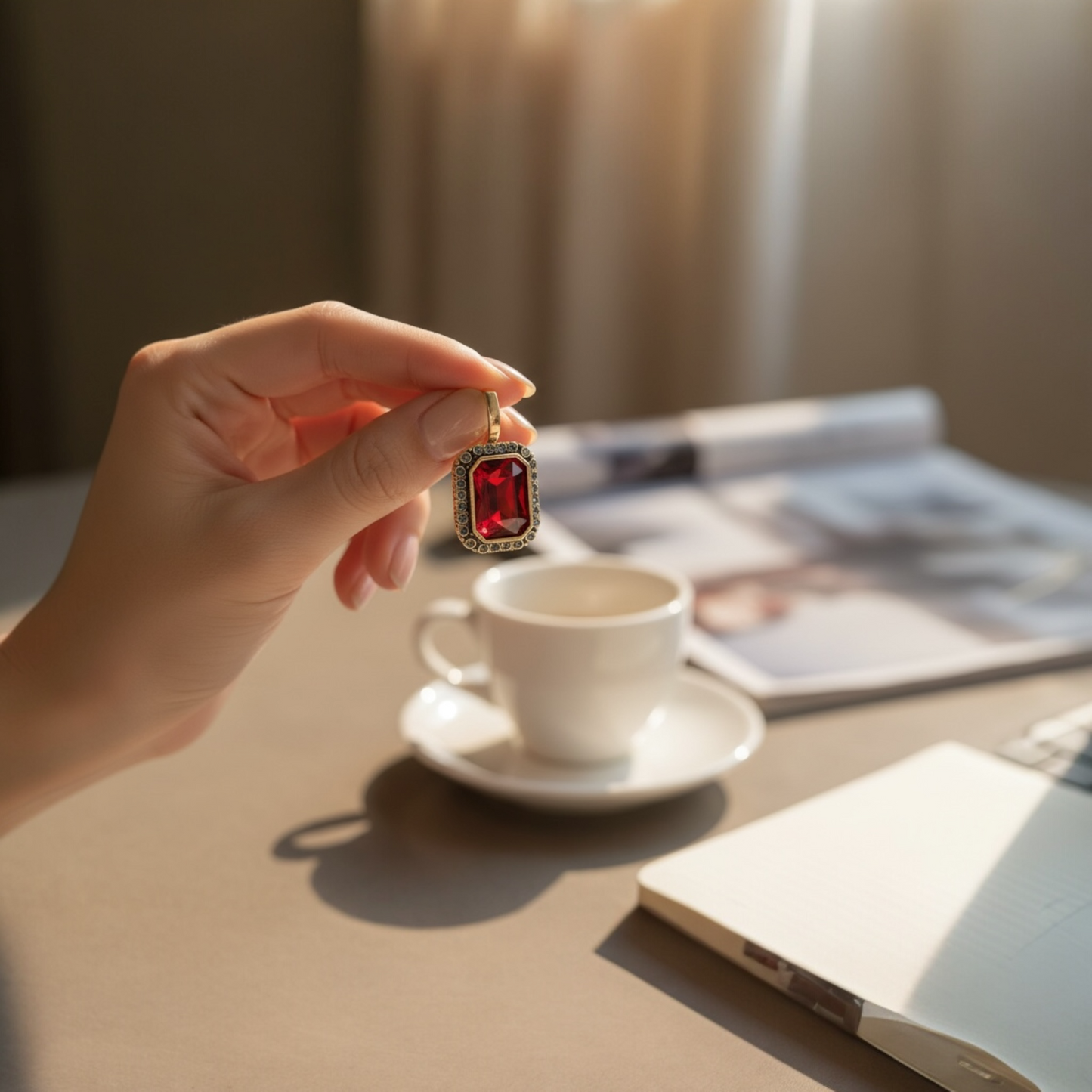 Red Baguette Earrings