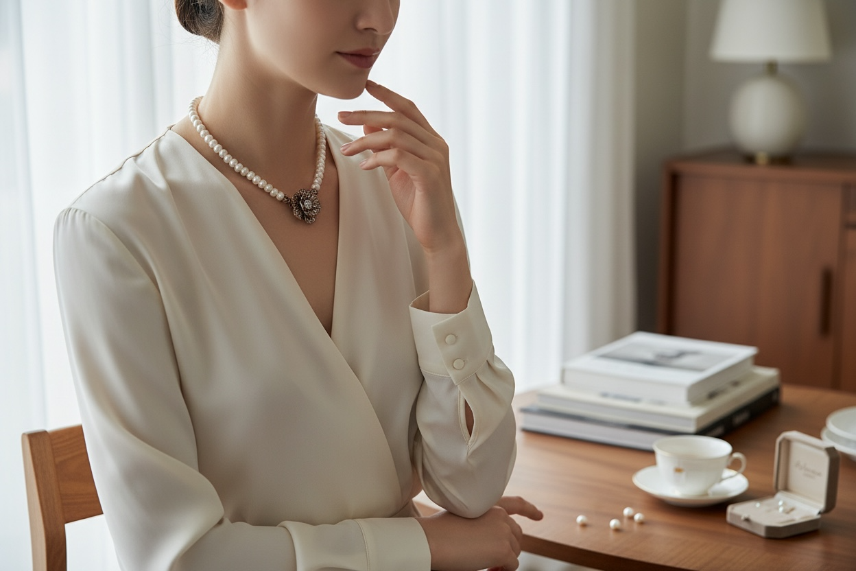 Pearl Lotus Crystal Necklace