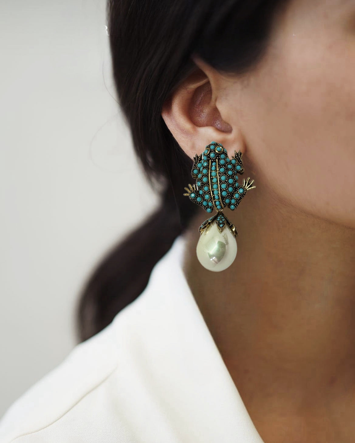 Kiss The Blue Frog Earrings