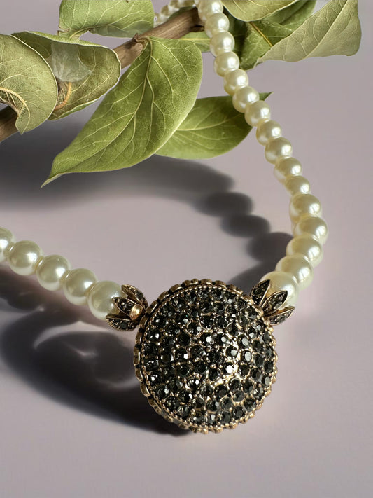 Grape Pearl Crystal Necklace