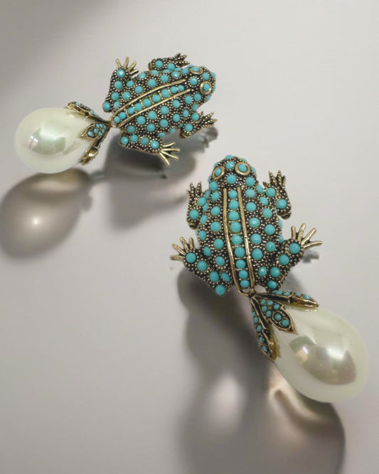 Kiss The Blue Frog Earrings