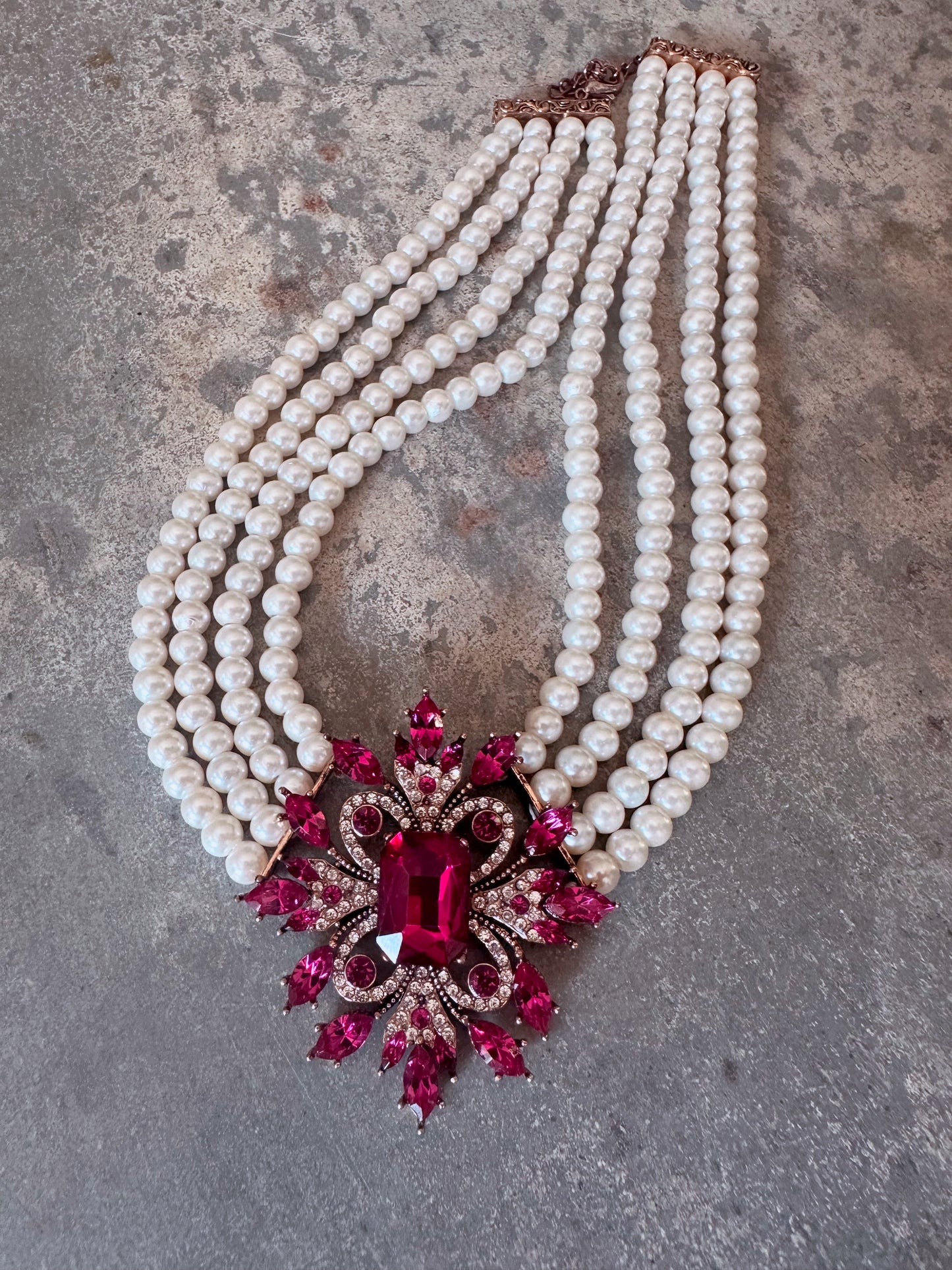 Pink Crystal Chocker Necklace