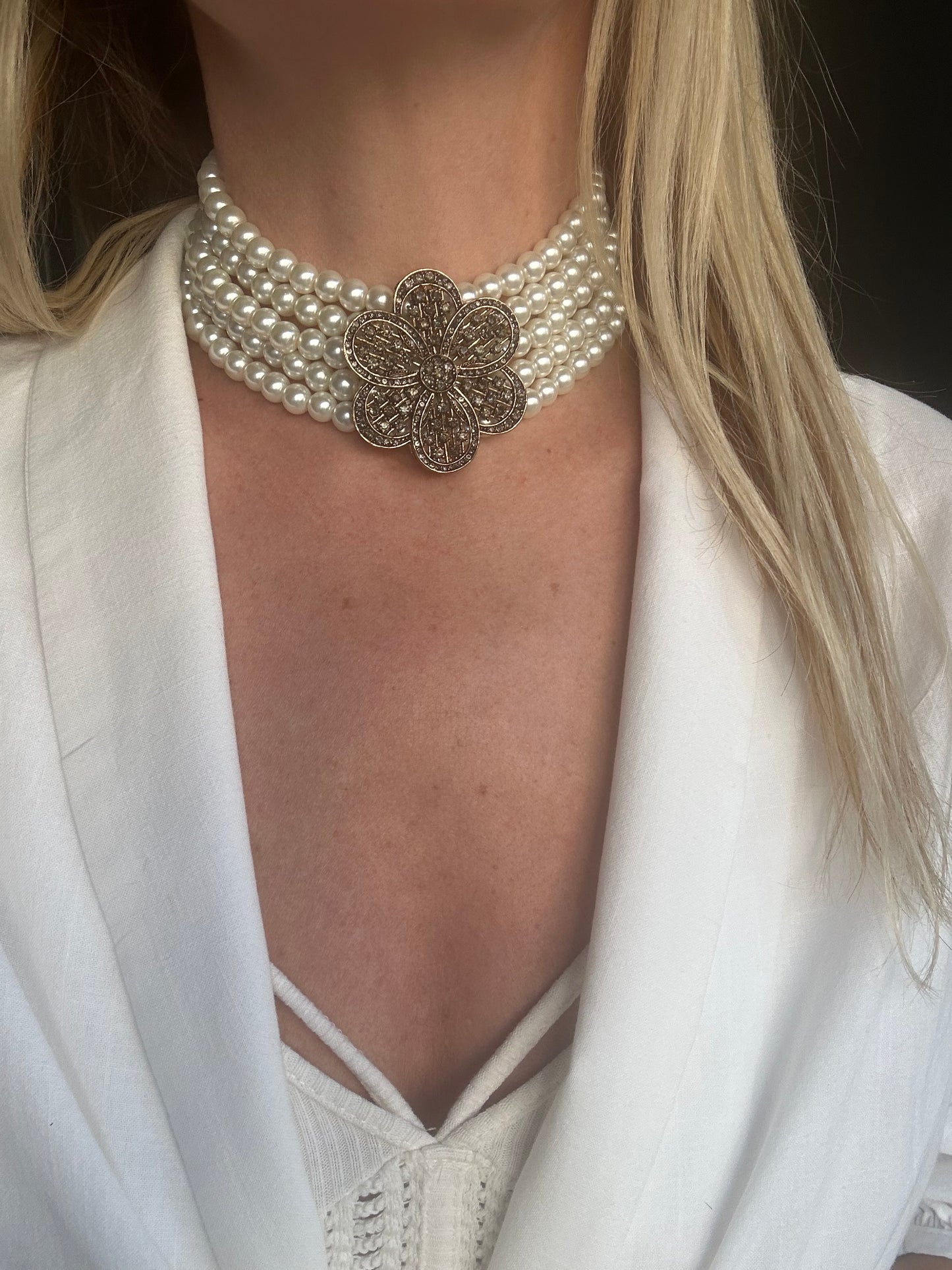 Daisy Pearl Chocker Necklace