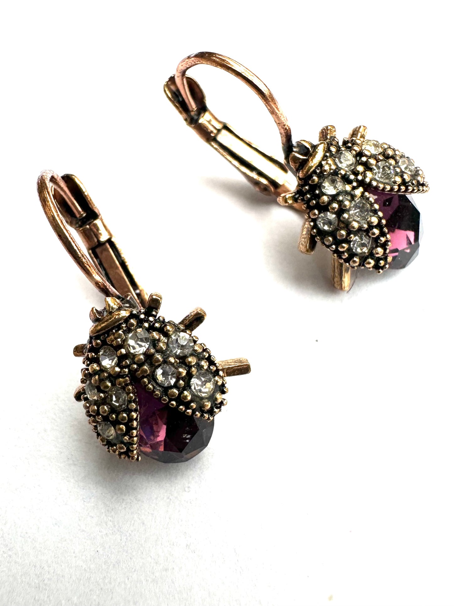 Lady Bug Purple Earrings