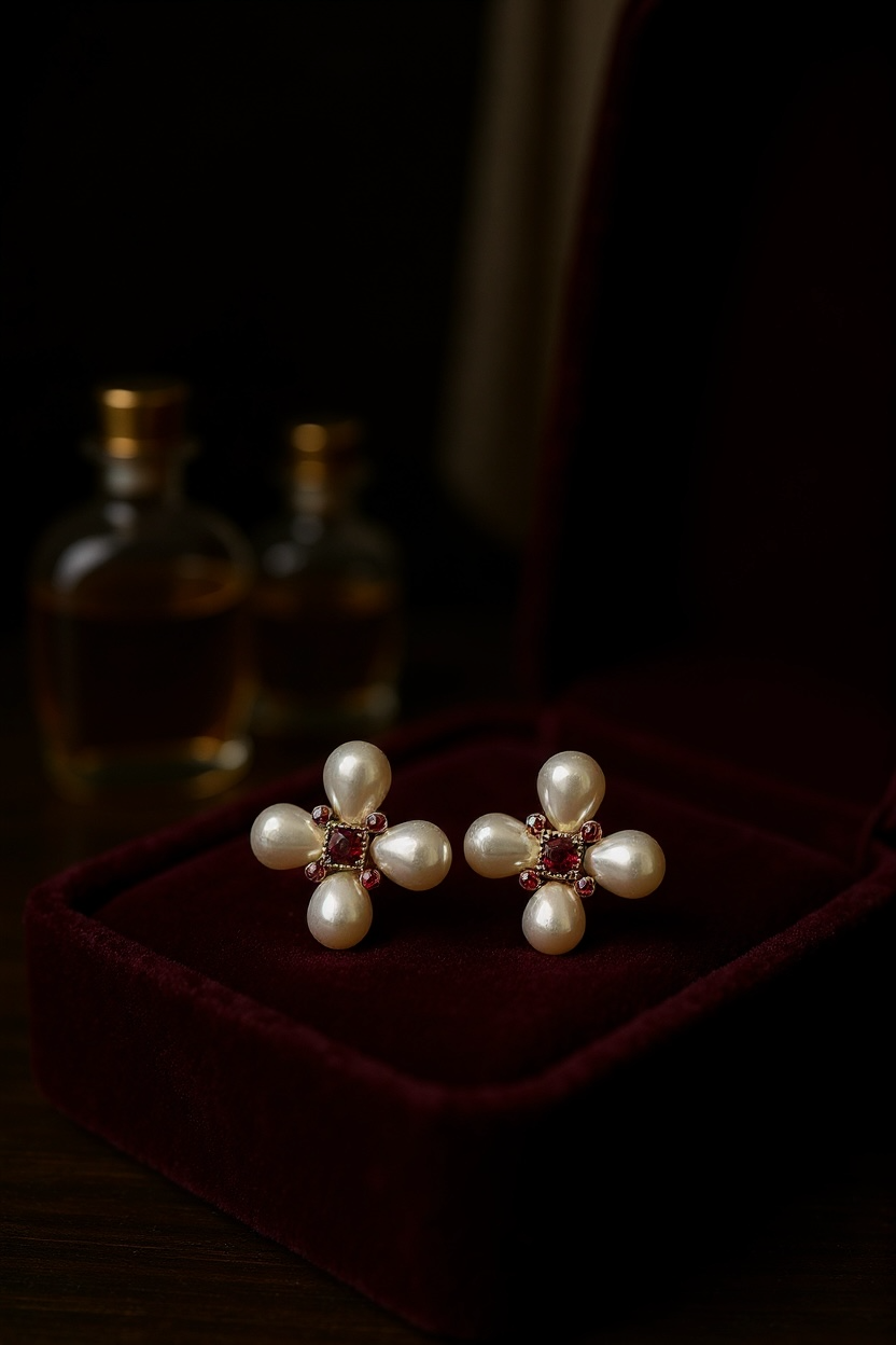 Luna Red Pearl Earrings