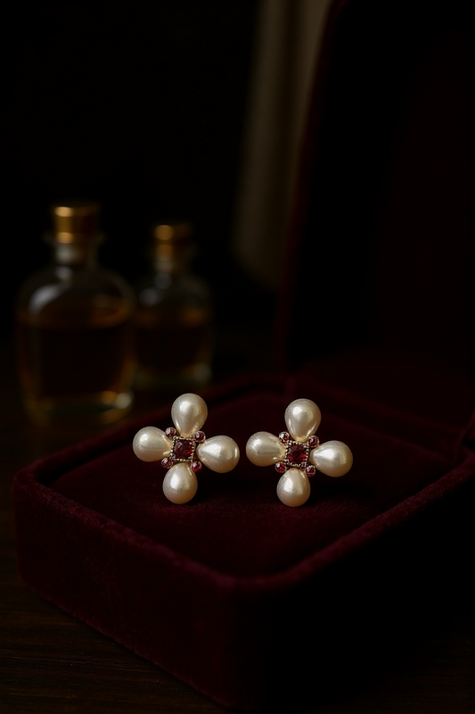 Luna Red Pearl Earrings