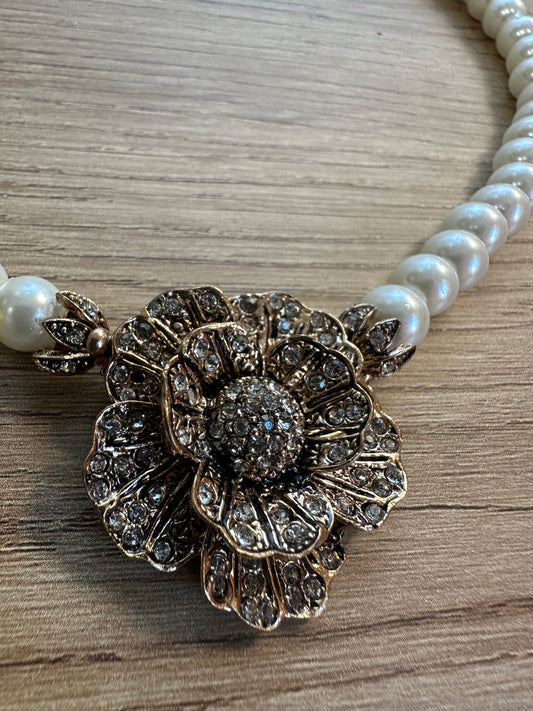 Pearl Lotus Crystal Necklace