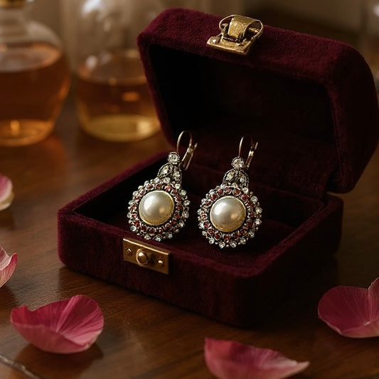 Sima Red Pearl Earrings